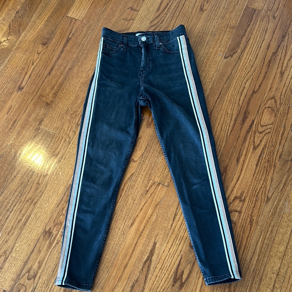 Topshop Blue Jeans with Side Stripes